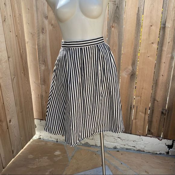 Striped cotton blend midi skirt - Picture 1 of 11